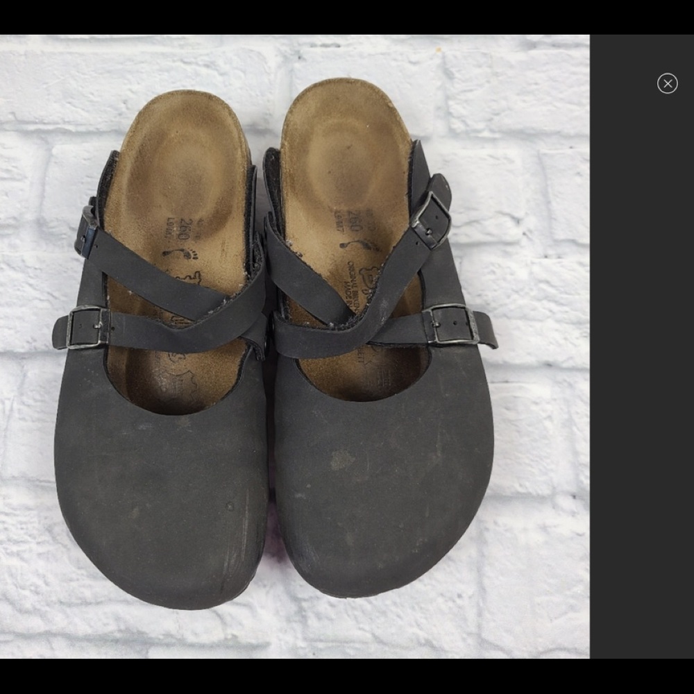 Birkenstock Birki's Black Leather Slip On Mules